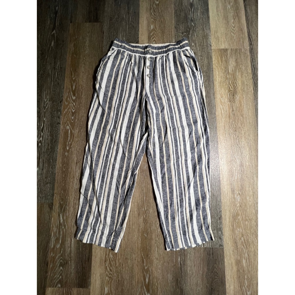 Loft Outlet Straight‎ Leg Pants Womens Medium Blue Striped Excellent High Rise